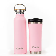Cactis Essential 600ml Bottle - Blush Pink, Cactis Coffee Cup - Blush Pink