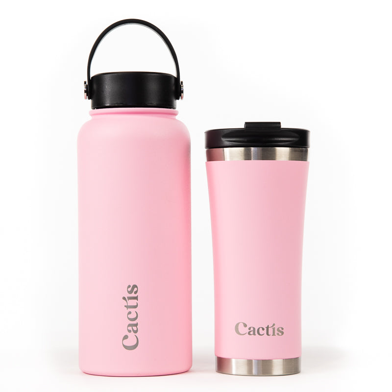 Cactis 950ml Sports Bottle - Blush Pink, Cactis Coffee Cup - Blush Pink